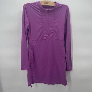 Athleta zip front Sporty dress purple Womans Size Large Scrunch Skirt Option 19P